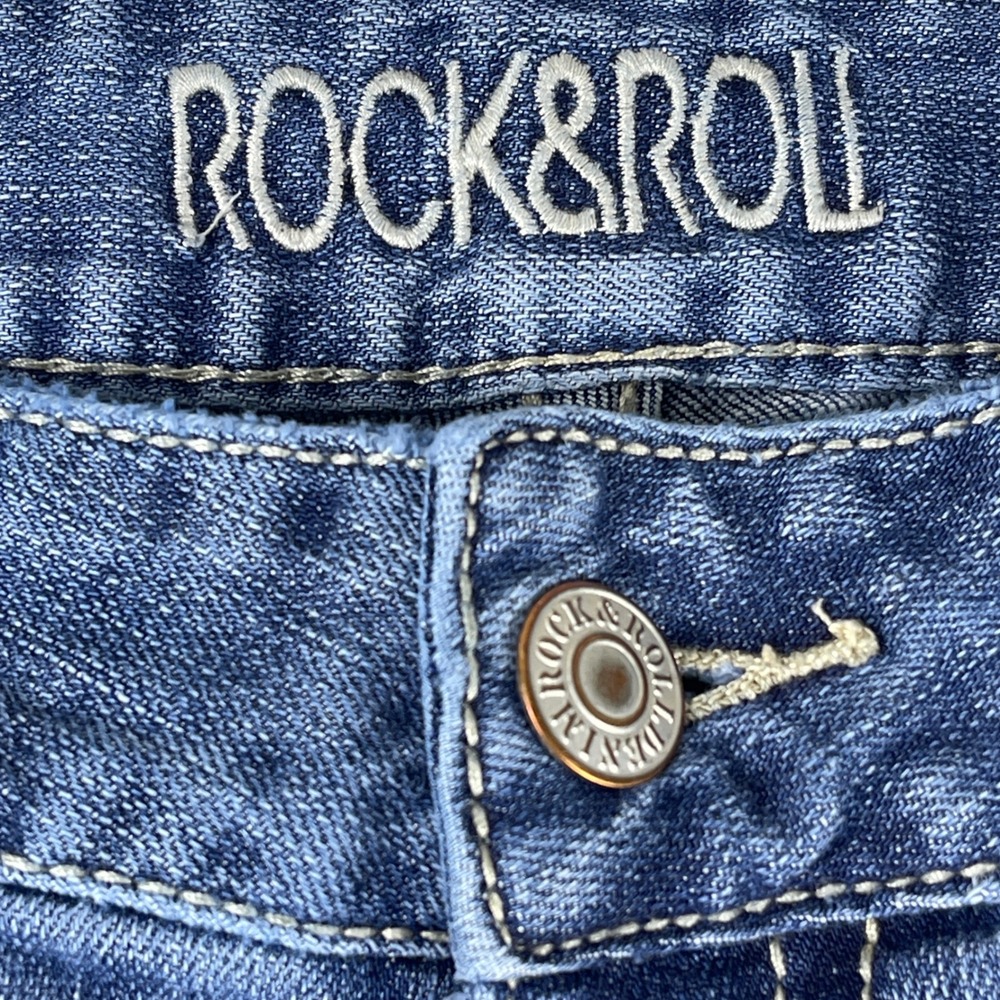 Rock & Roll Cowgirl Jeans Women 27/32 Blue Bootcut Flare Distressed W2-1383 - Picture 7 of 13